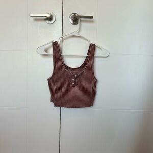 American Eagle Outfitters Red Sleeveless Buttoned Crop Tank Top